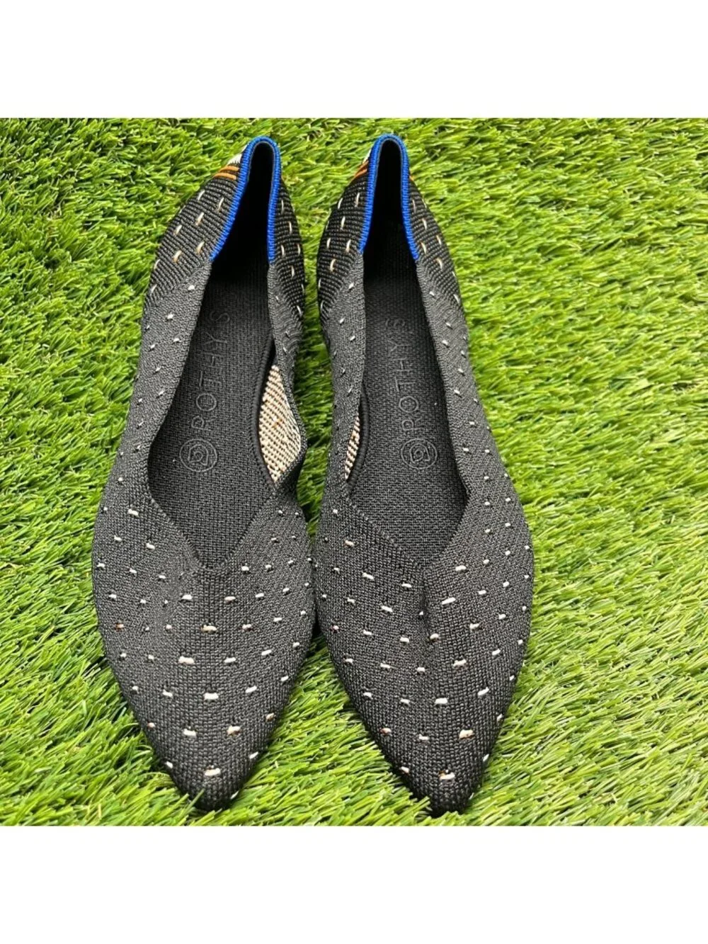 Rothy's The Point Womens Size 8.5 Black Blue Casual Classic Slip On Ballet Flats
